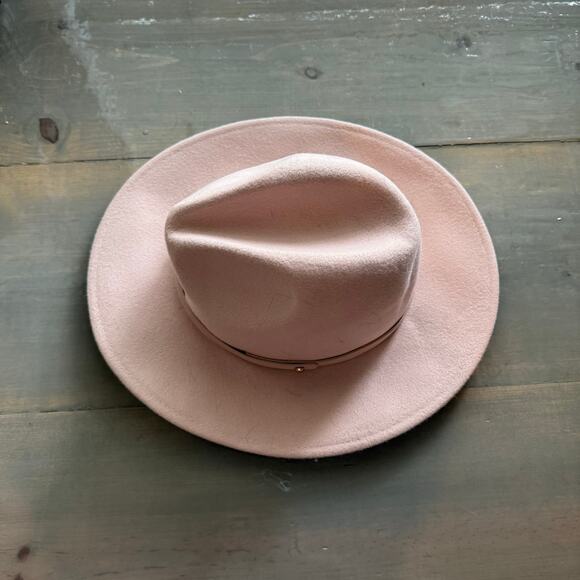 Free People Light Sand Wythe Leather Band Felt Hat Sz O/S NWT main image 11